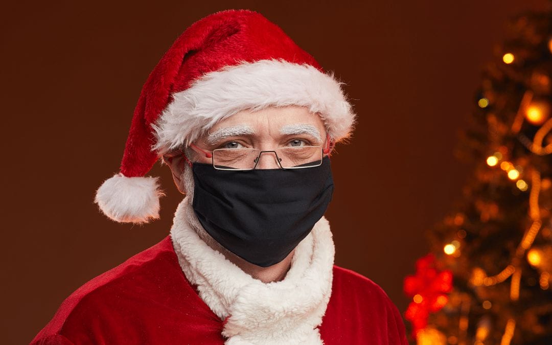 Santa claus with mask on